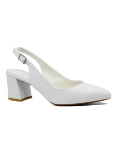 Pantofi decupati dama Anna Viotti albi din piele naturala, cu varf ascutit GOR24118A