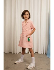 Mini Rodini rochie din bumbac pentru copii culoarea roz, mini, evazati