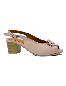 Sandale dama Dogati cu toc bloc, roz pudra, din piele naturala MIR507