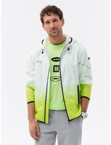 Ombre Clothing Men's sports jacket with ombre effect - white and lime green V1 OM-JANP-0104
