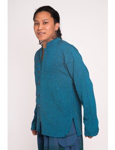 Maya Shop Camasa albastru petrol tip tunica cu nasturi de lemn