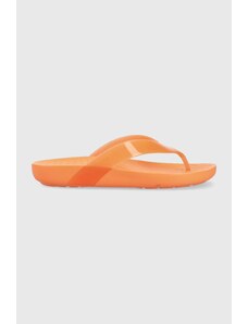 Crocs șlapi Splash Glossy Flip femei, culoarea portocaliu, cu toc plat, 208534