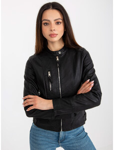 Fashionhunters Jachetă de motocicletă pentru femei din piele artificială neagră