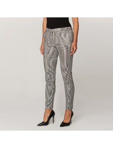 Willsoor Pantaloni formali de damă culoare albă cu model pepito negru 15109