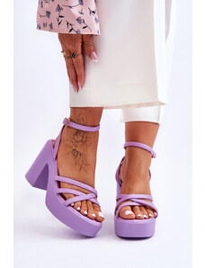 Kesi Fashionable high heel sandals with straps purple Shemira