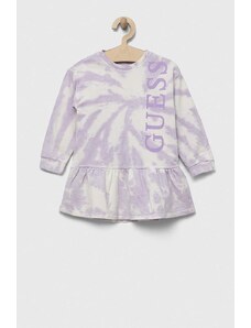 Guess rochie din bumbac pentru copii culoarea violet, mini, evazati