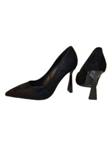 Pantofi eleganti dama Azarey 459G cu toc evantai piele ecologica, negru