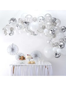 Ginger Ray Ghirlandă de baloane - Argintiu cu confetti