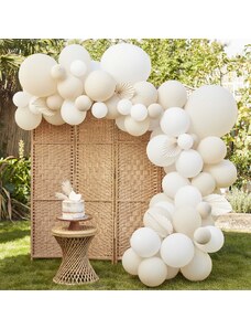 Ginger Ray Ghirlandă de baloane - bej și alb cu evantai de hârtie