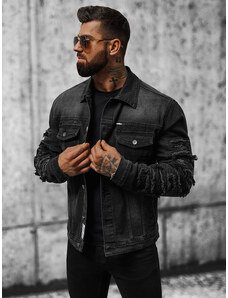 Jachetă de blugi bărbați neagră OZONEE NB/MJ523N