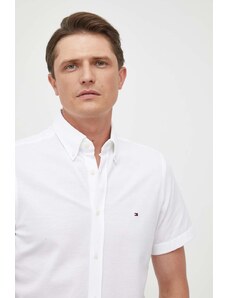 Tommy Hilfiger cămașă din bumbac bărbați, culoarea alb, cu guler button-down, slim MW0MW30911