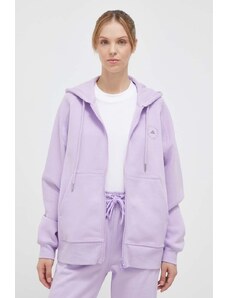 adidas by Stella McCartney bluză trening culoarea violet, cu glugă, neted