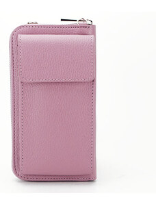 Made in Italy Portofel si port telefon roz plamaniu din piele naturala 8971 07