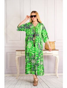 Distribuit de FashionLook Rochie verde maxi boho chic cu imprimeuri florale mov