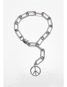 Urban Classics / Y Chain Peace Pendant Bracelet silver