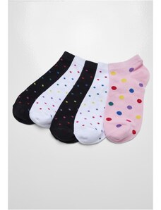 Urban Classics / No Show Socks Rainbow Dots 5-Pack white/black/hibiskuspink