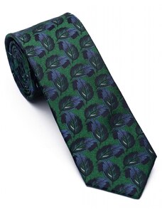 Bigotti Cravata matase tesuta verde print floral