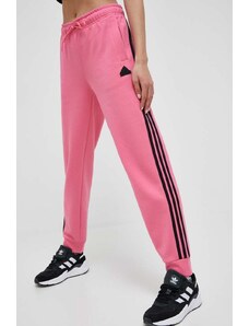 adidas pantaloni de trening culoarea roz, cu imprimeu