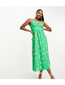 Nobody's Child Petite Billie cotton midi dress in green floral