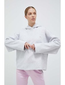 adidas Originals bluză femei, culoarea gri, cu glugă, melanj IC5246-LGREYH