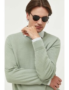 HUGO pulover de bumbac culoarea verde, light