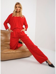 Fashionhunters Red fabric trousers with folds