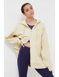 adidas by Stella McCartney bluză trening culoarea galben, cu glugă, neted