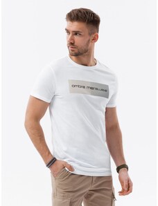 Ombre Clothing Men's printed cotton t-shirt - white V2 S1751