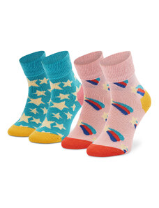 Set de 2 perechi de șosete lungi pentru copii Happy Socks