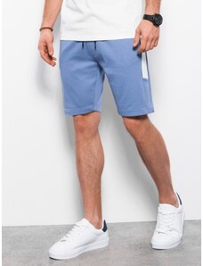 Ombre Clothing Men's sweat shorts with piping - blue V3 W359