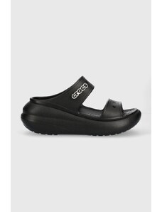 Crocs papuci Classic Crush Sandal femei, culoarea negru, cu platformă 207670