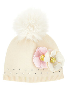MONNALISA Wool Blend Hat With Anemones