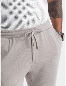 Ombre Pantaloni bărbătești tricotați cu talie elastică - gri deschis V4 OM-PACP-0121