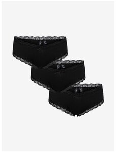 Set of three women's panties in black with lace Pieces Nola - Women