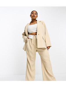 4th & Reckless Plus exclusive blazer with button back detail co-ord in cream-White