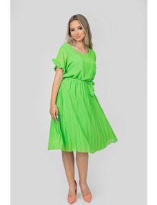 Distribuit de FashionLook Rochie plisata verde praz cu cordon in talie