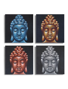 Magazincristale Set 4 Tablouri Buddha Detaliu Nisip 40x40cm