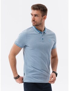 Ombre Clothing Men's melange polo shirt with contrast collar - blue V3 S1618