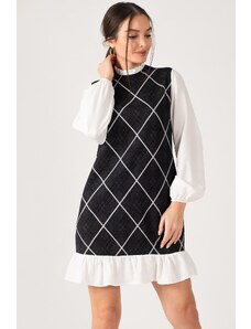 armonika Women's Smoky Collar And Frilly Patterned Dress