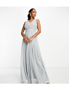 Beauut Petite Bridal maxi tulle with bow back in light grey