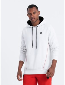 Ombre Clothing Men's hoodie with zippered pocket - white V3 OM-SSNZ-22FW-006