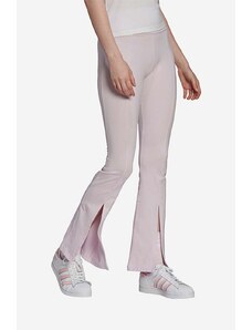 adidas Originals pantaloni femei, culoarea violet, evazati, high waist HU1615-violet