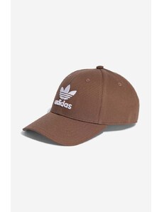 adidas Originals șapcă de baseball din bumbac culoarea maro, cu imprimeu IB9970