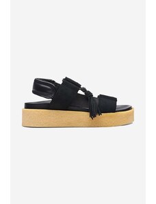 Clarks Originals sandale de piele Crepe femei, culoarea negru, cu platformă, 26164515