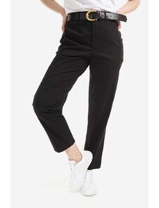 Woolrich pantaloni femei, culoarea negru, drept, medium waist CFWWTR0118FRUT3028-100