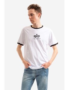 Alpha Industries tricou din bumbac Tee Contrast culoarea alb, cu imprimeu 106501.09-white