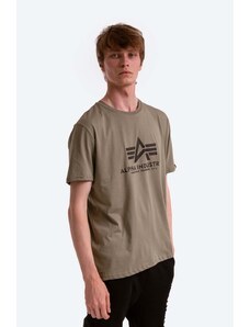 Alpha Industries tricou din bumbac Basic T-Shirt culoarea verde, cu imprimeu 100501.11-green