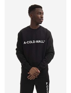 A-COLD-WALL* hanorac de bumbac Essential Logo Crewneck bărbați, culoarea negru, cu imprimeu ACWMW082.-LIGHTORANG