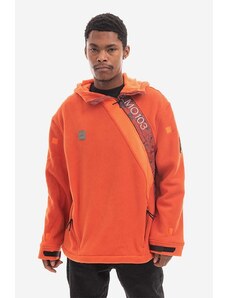 A-COLD-WALL* bluză Axis Fleece bărbați, culoarea portocaliu, cu glugă, cu model ACWMO103.-RUST