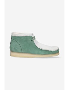 Clarks Originals pantofi de piele întoarsă Wallabee Boot bărbați, culoarea verde, 26165078